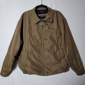 Claiborne Outerwear Bomber Jacket Mens Sz XL Fleece Lined Soft Microfiber Brown